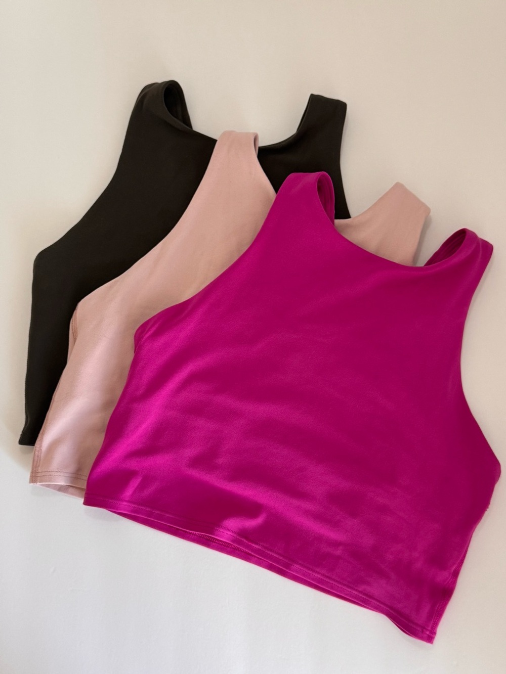 Athleta Women’s Crop Tank bundle - Black, Light Pink & Fuchsia XS